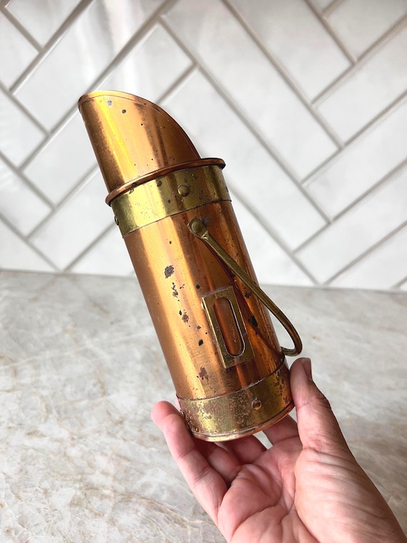 Vintage Copper and Brass Fireplace Log Holder | Rustic Firewood Storage Box | Antique Kindling Carrier | Hearth Decor | Cabin Lodge Style
