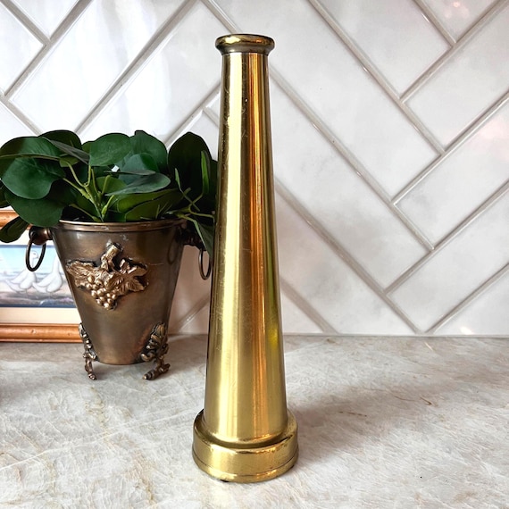 Vintage Brass Fire Hose Nozzle – 12" Wooster Brass Co. Ohio | Industrial Firefighter Decor | Heavy Brass 7/8" Nozzle | Fireman Memorabilia