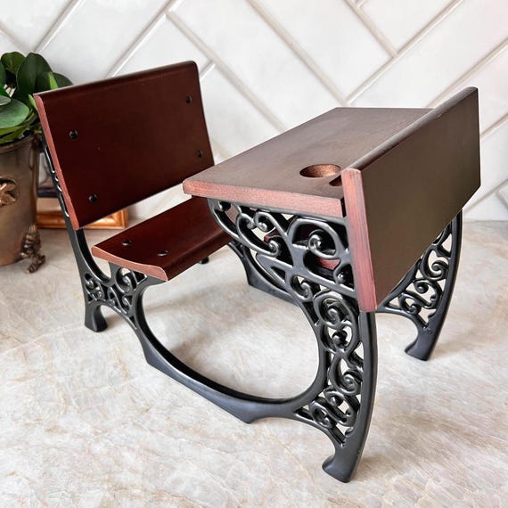 American Girl Samantha School Desk | Retired Vintage Wooden Desk & Chair Set with Cast Iron Style Base