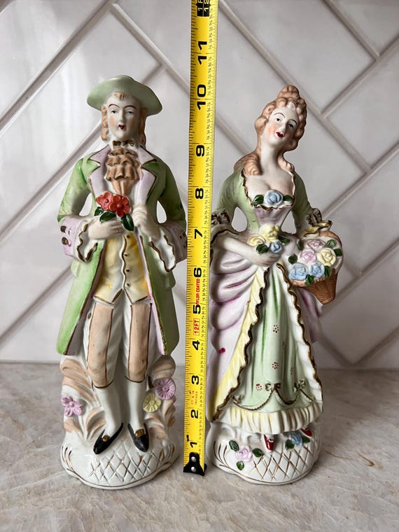 Vintage Victorian Couple Figurines – Hand-painted Porcelain Man