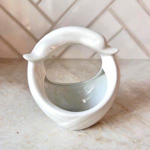 Vintage White Swan Ceramic Basket | Sink Tray for Rings & Jewelry, Candy or Decorative Accent. Grandma Chic Shelf Sitter