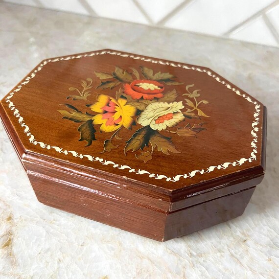 Vintage Wooden Jewelry Box – Handcrafted from Taiwan | Elegant Storage | Decorative Trinket Box | Vintage Treasure | Unique Gift