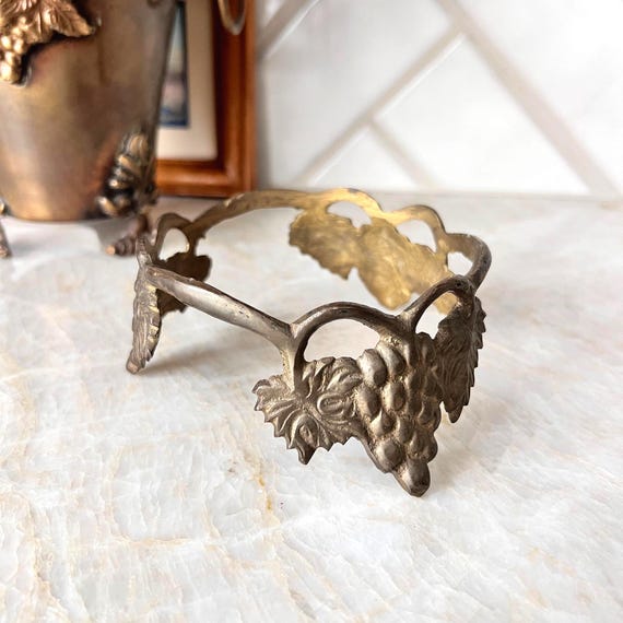 Vintage Brass Footed Display Stand | Ornate Grape Vine Design | Plant, Vase, or Bowl Riser