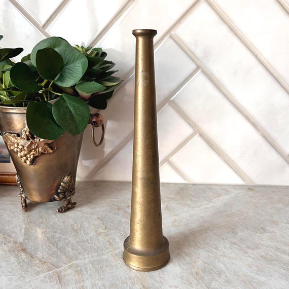 Vintage Brass Fire Hose Nozzle – Industrial Steampunk Decor, Firefighter Collectible, Antique Brass Tool, Oddities & Curiosities