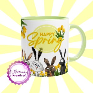 Funny Bunny Easter Mug Happy Spring Mug - Easter Mug, Mug Gift, Spring, Easter Style, Easter Bunny Design, Easter Design, Easter Print