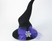 Mini Witch Hat Fascinator with Rhinestone Glitz -- Halloween Costume Accessory