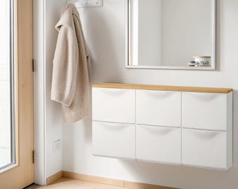 Trones IKEA, panneau en bois pour étagère à chaussures, 3 modules supérieurs en bois, panneau en bois massif, finition naturelle ou huilée. Fait main en Espagne