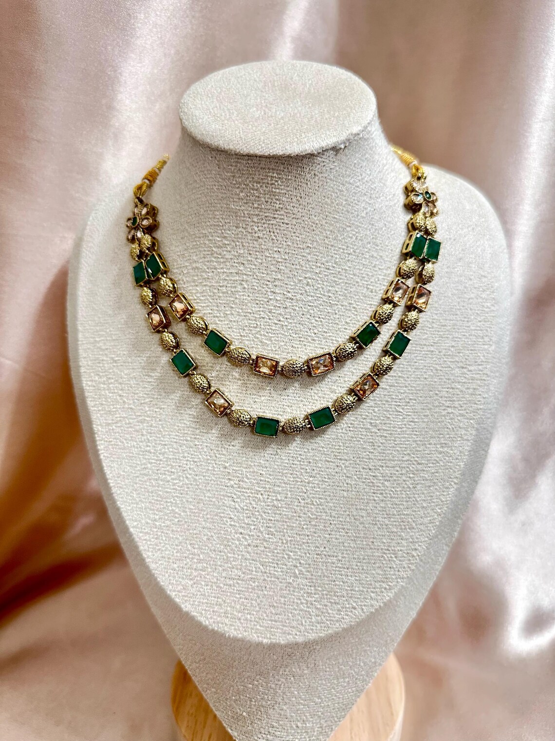 Ishin Green  Colour Gold Plated Emerald Chain