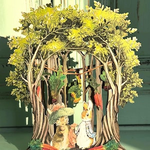 Scène dimensionnelle en papier de forêt Peter Rabbit de Beatrix Potter