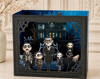 Addams Family Miniature Geisterhaus Schaukasten Papier Szene.