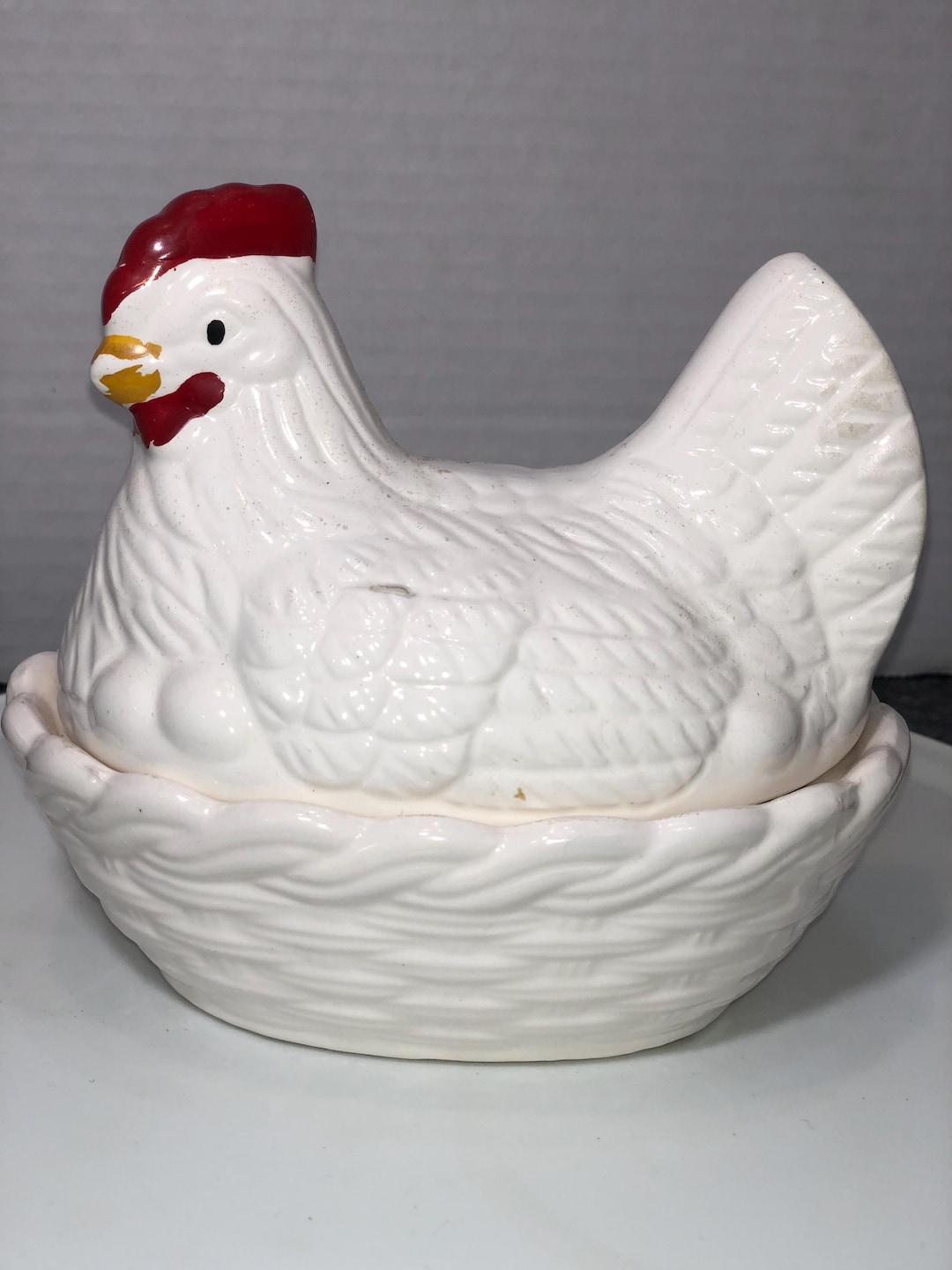 Ceramic Country French Hen, Small, White