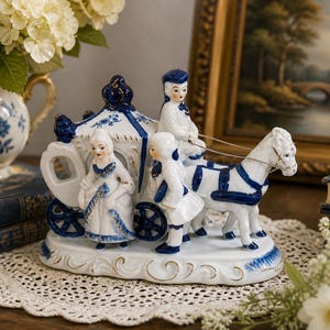 Victorian white and blue porcelain figurine - Etsy 日本