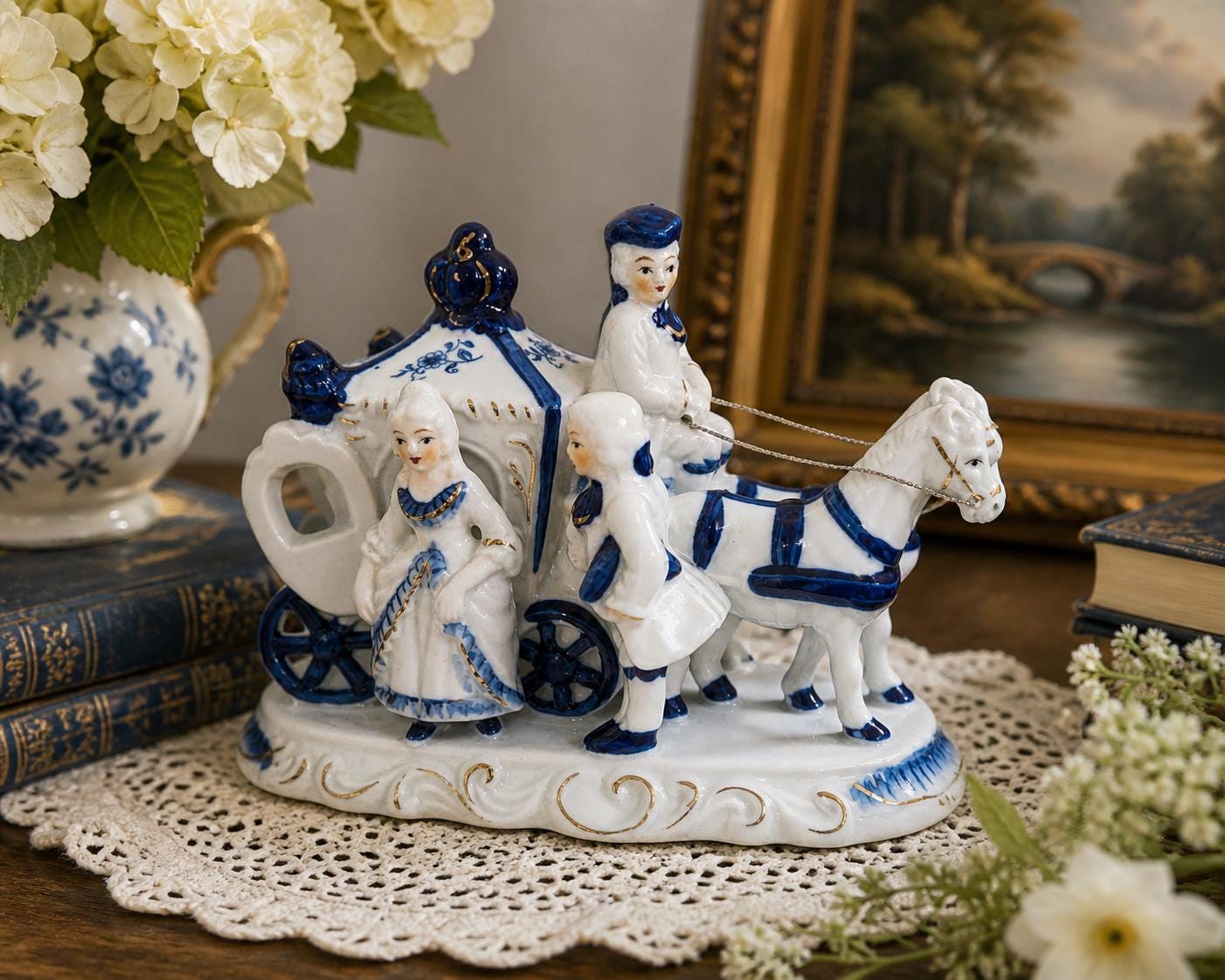 Victorian white and blue porcelain figurine - Etsy 日本