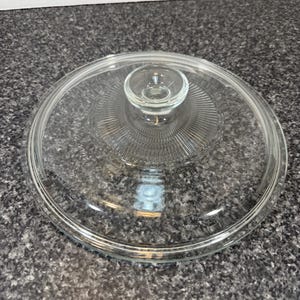 Vintage Corningware Pyrex G1C A glazen deksel geribbeld gecanneleerd Sunburst grote knop handvat 2,5 kwart ronde braadpan schotel past F1B F2B P43B 024 624