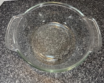 Cazuela de vidrio transparente Anchor Hocking modelo 1037, redonda, con asas, de la marca Fire King, modelo Vintage Anchor Hocking, para horno.