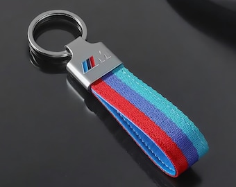 Bmw m key ring with BMW M logo and the typical bmw m colors.