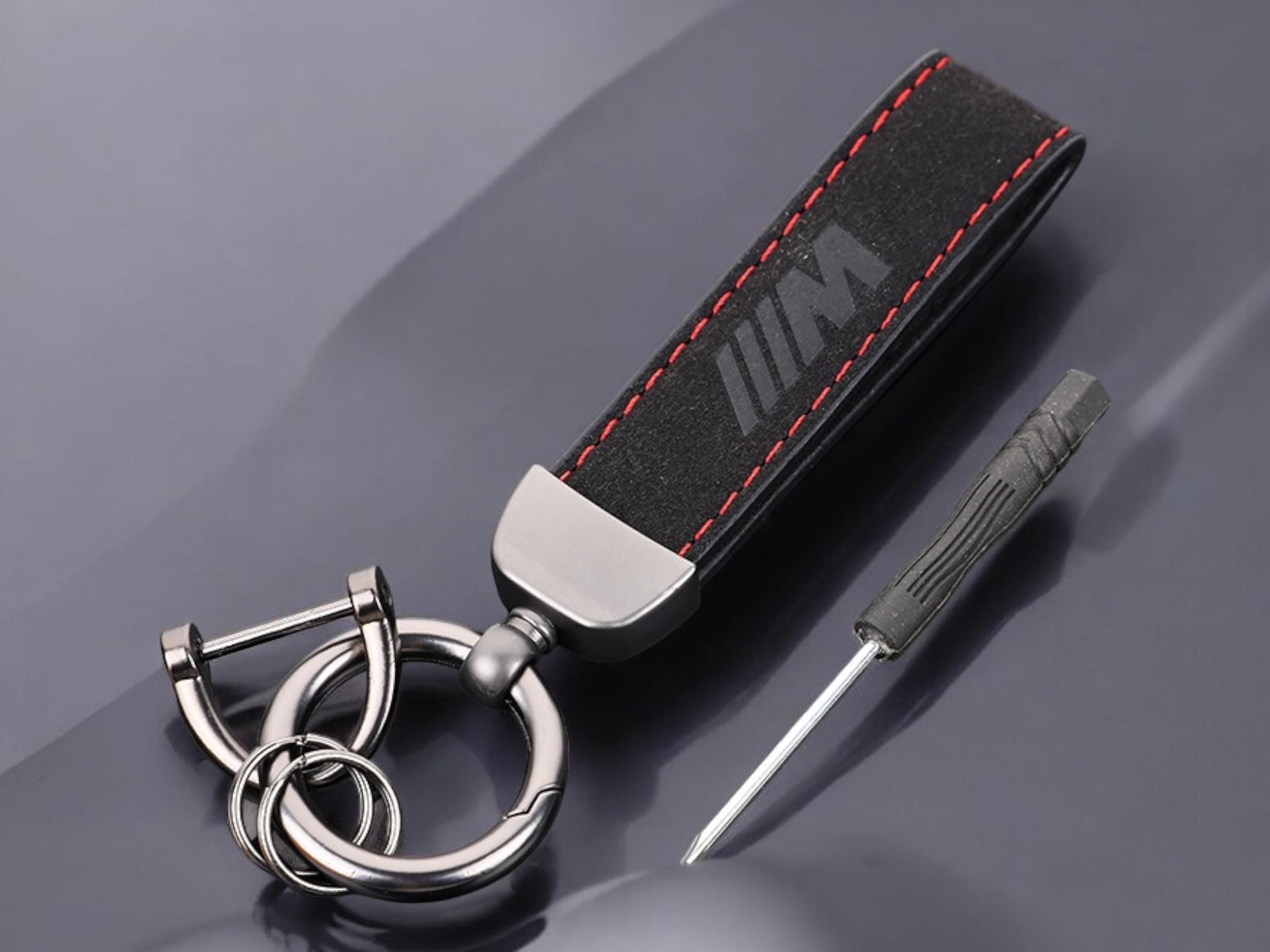 Bmw M keyring in black with red stitching and M logo