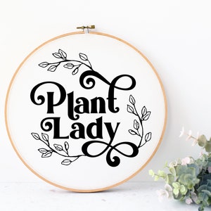 Modello di ricamo Plant Lady / PDF di ricamo per principianti / PDF di modello di ricamo, modello di ricamo digitale a mano