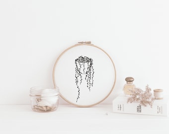 String of pearls plant Embroidery Pattern | Embroidery Pattern PDF, Embroidery Pattern Download, digital hand embroidery pattern
