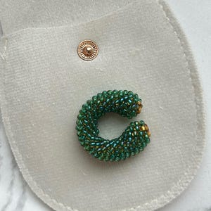 Green Beaded Ear Cuff – Adjustable Non-Pierced Earring, Elegant Boho Jewelry, Dainty Colorful Vibrant Earcuff, Perfect Gift for friend