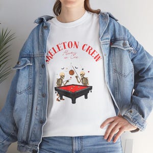 Skeleton Crew Halloween Billiards T-Shirt, Unisex Tee, Spooky Pool Player Shirt, Halloween Costume, Skeleton Billiards Gift