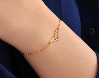 Pulsera personalizada con dos iniciales entrelazadas, pulsera pequeña personalizada con dos iniciales entrelazadas, pulsera delicada con letras doradas, joyería con letras entrelazadas