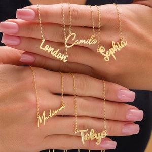Personalized Name Necklace, Gold Plated Name Necklace, Mothers Day Necklace, Script Name Necklaces, Custom Gold Name Necklace, Gift For Mom