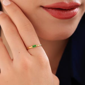 Personalized Birth Stone Ring, Mothers Day Gift, Custom Stackable Gemstone Ring, Custom Birthstone Ring, Baguette Birthstone Ring, Mom Ring