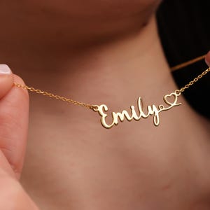 Personalized Name Necklace with Heart, Gold Name Necklace, Custom Name Jewerly, Mothers Day Gift, Custom Gold Name Necklace, Dainty Necklace