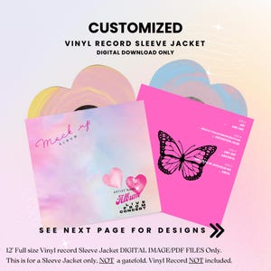 Customized Vinyl Record Sleeve Jacket Digital Download Only
