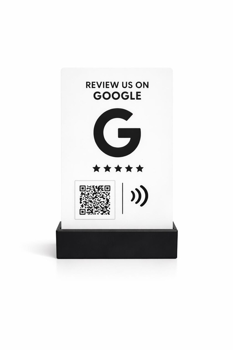 Google Review NFC Stand With QR Code – White & Black Tap to Review ...