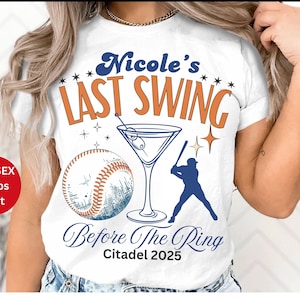 Custom Baseball Bachelorette T Shirts Last Swing before the Ring Game Day Baseball Tee Shirt for Hen Party Team Bride Bridesmaid Bridal tops