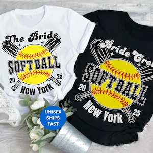 Personalized Soft ball Themed Bachelorette Party T Shirts for Team Bride Bridesmaid - TRENDY Soft ball game Hen Do Party Shirt Tshirt gift