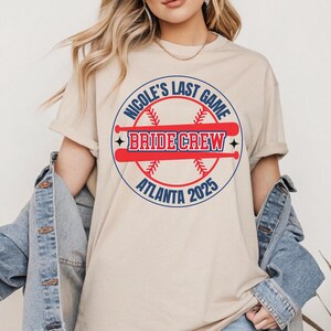 Custom Baseball Matching Bachelorette T Shirts - Personalized Game Day Base ball Tee Shirt for Hen Party, Team Bride Bridesmaid Bridal tops