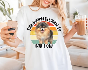 Personalized Pomeranian Dog Owner Shirt for Men Women, Custom Summer gifts for Pomeranian Dog Mom Dad, Cute Black Pomeranian Dog Lover Shirt