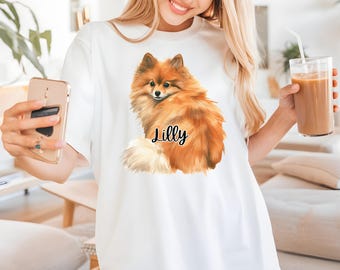 Personalized Pomeranian Dog Owner Shirt for Men Women, Custom Summer gifts for Pomeranian Dog Mom Dad, Cute Pomeranian Dog Lover Shirt