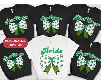 Trendy 2025 St Patricks day Shirts for Hen Party Coquette themed Funny St Patty Hen do Tee Shirt Sweatshirt gifts for Team Bride Bridesmaid