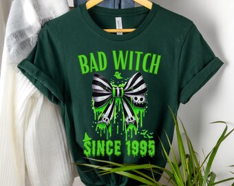 Custom 30th Birthday Witch-Themed Shirt Bad Witch Since 1995 Gothic Beetle Party Tee for Birthday Girl - 30th Halloween Birthday Sweatshirt
