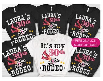 Custom 30th Western Themed Shirt 30th Birthday Matching Rodeo Tee Personalized Cowgirl Birthday Tshirt Sweatshirt Hoodie gift for Men Women