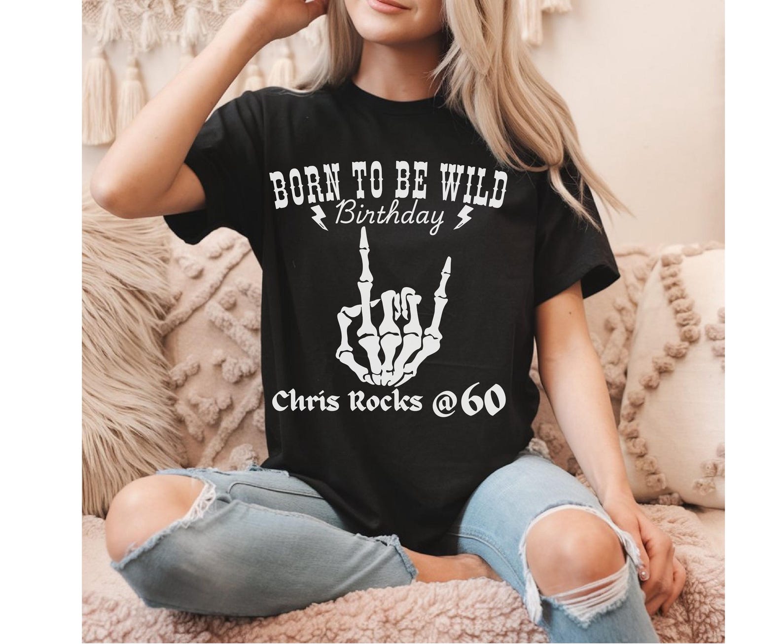 60th Rocks Custom Age ROCK N ROLL 60th Birthday T Shirt, Trendy 60th Goth Rock ...