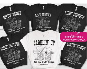 Personalized 50th Cowgirl Birthday Party Unisex Shirts Custom 50th COUNTRY RODEO Birthday Shirt Western 50th Hoedown Tee gift for Men Women