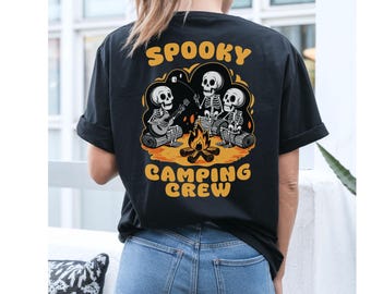 Trendy Halloween Camping Shirts Haunted Camper Sweatshirt Tshirt - Camp Crew Halloween gifts - Unisex Spooky Campfire Shirt for Men Women