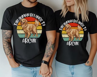 Personalized Golden Retriever Dog Owner Shirt for Men Women, Custom Summer gifts for Golden Retriever Mom Dad, Retro Golden Retriever Shirt