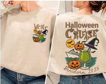 Custom Name Location Unisex Halloween Cruise Party shirt, Spooky Cruise Crew Trip Tee Sweatshirts, Pumpkin Cruising tops Gifts for Men Women