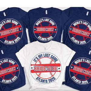 Custom Baseball Matching Bachelorette T Shirts - Personalized Game Day Base ball Tee Shirt for Hen Party, Team Bride Bridesmaid Bridal tops