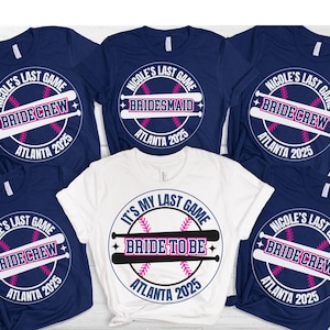 Custom Baseball Matching Bachelorette T Shirts - Personalized Game Day Base ball Tee Shirt for Hen Party, Team Bride Bridesmaid Bridal tops