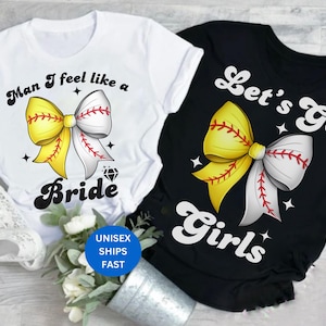 Personalized Soft ball Themed Bachelorette Party T Shirts for Team Bride Bridesmaid - TRENDY Soft ball game Hen Do Party Shirt Tshirt gift