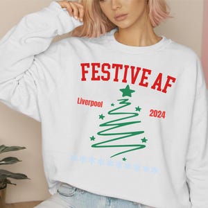 Personalized Christmas Shirt Festive AF Christmas Gift for Men Women Brother Sister Sweatshirt Cute Xmas Custom Festive AF Hoodie for Her