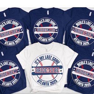 Custom Baseball Matching Bachelorette T Shirts - Personalized Game Day Base ball Tee Shirt for Hen Party, Team Bride Bridesmaid Bridal tops