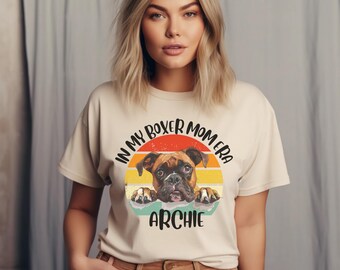 Personalized Boxer Dog Shirt for Men Women, Custom Boxer Mom Era Lover Summer gifts, Funny Shirt for Boxer Mama, Retro Boxer Dog Owner Tops
